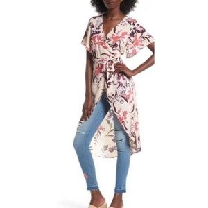 Leith High Low Floral Wrap Top